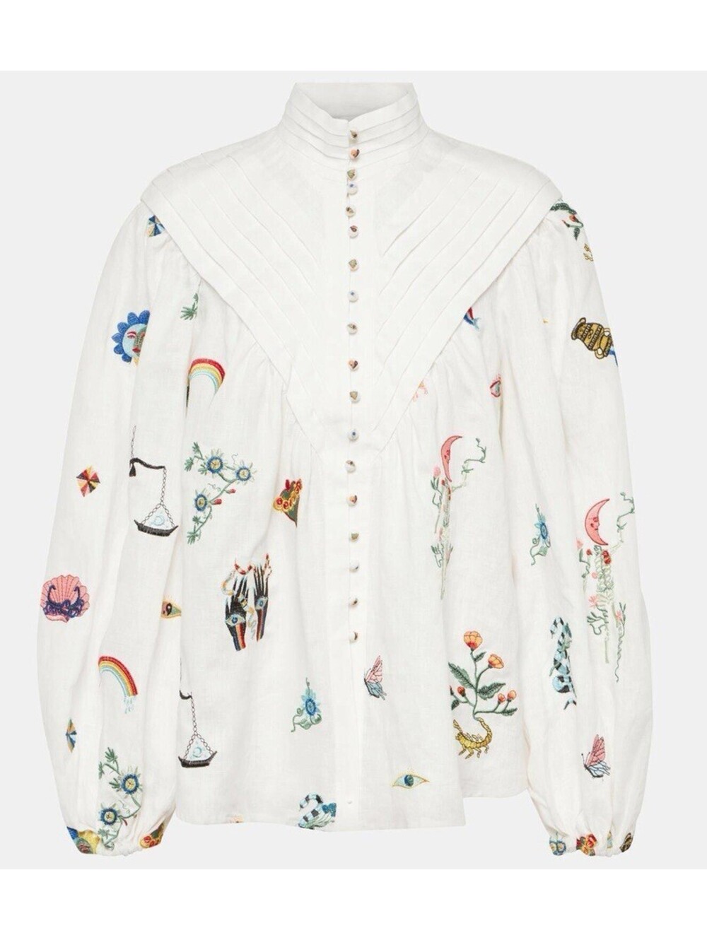 Alémais Atticus Embroidered Linen top